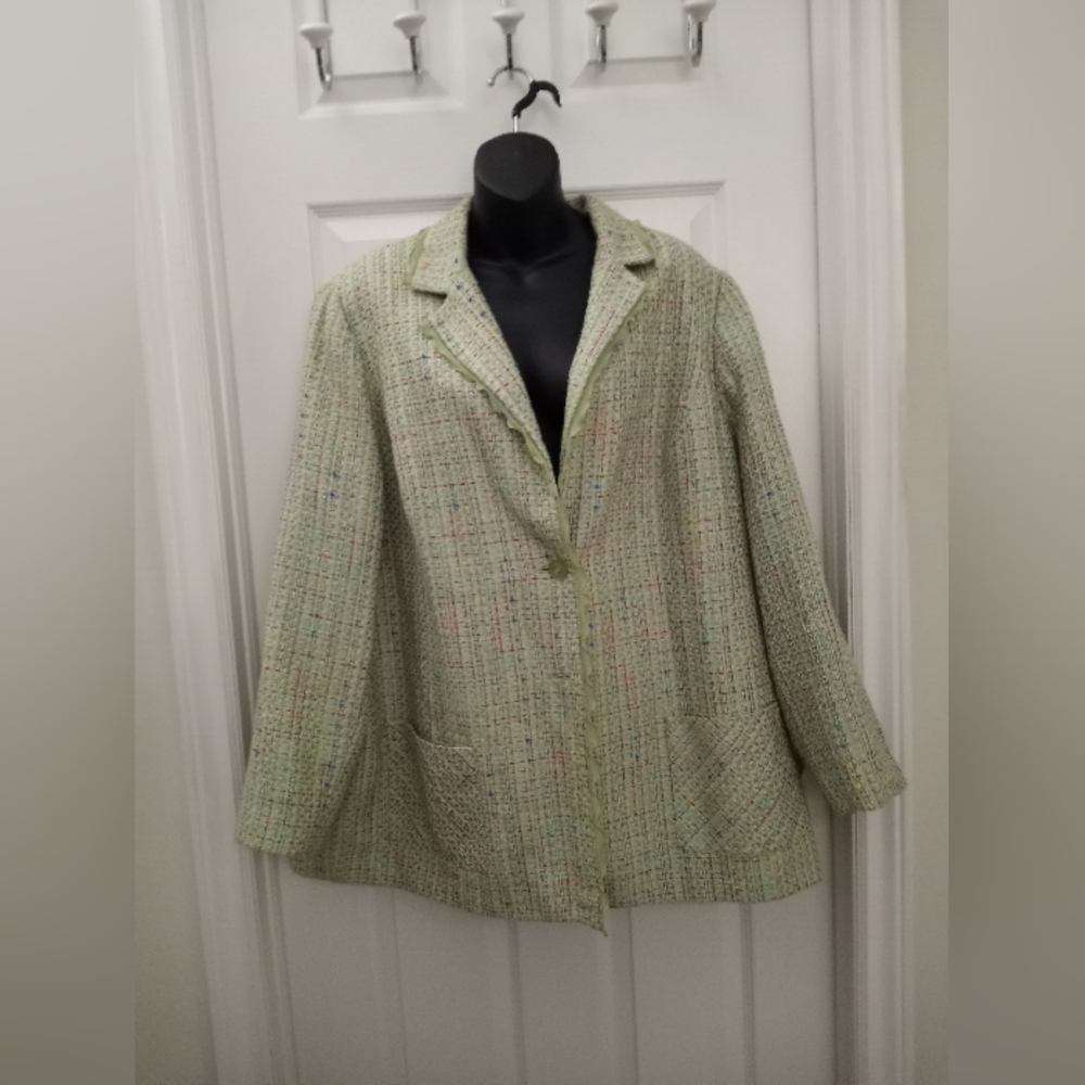 Light Green Tweed Women's Coat Jacket
